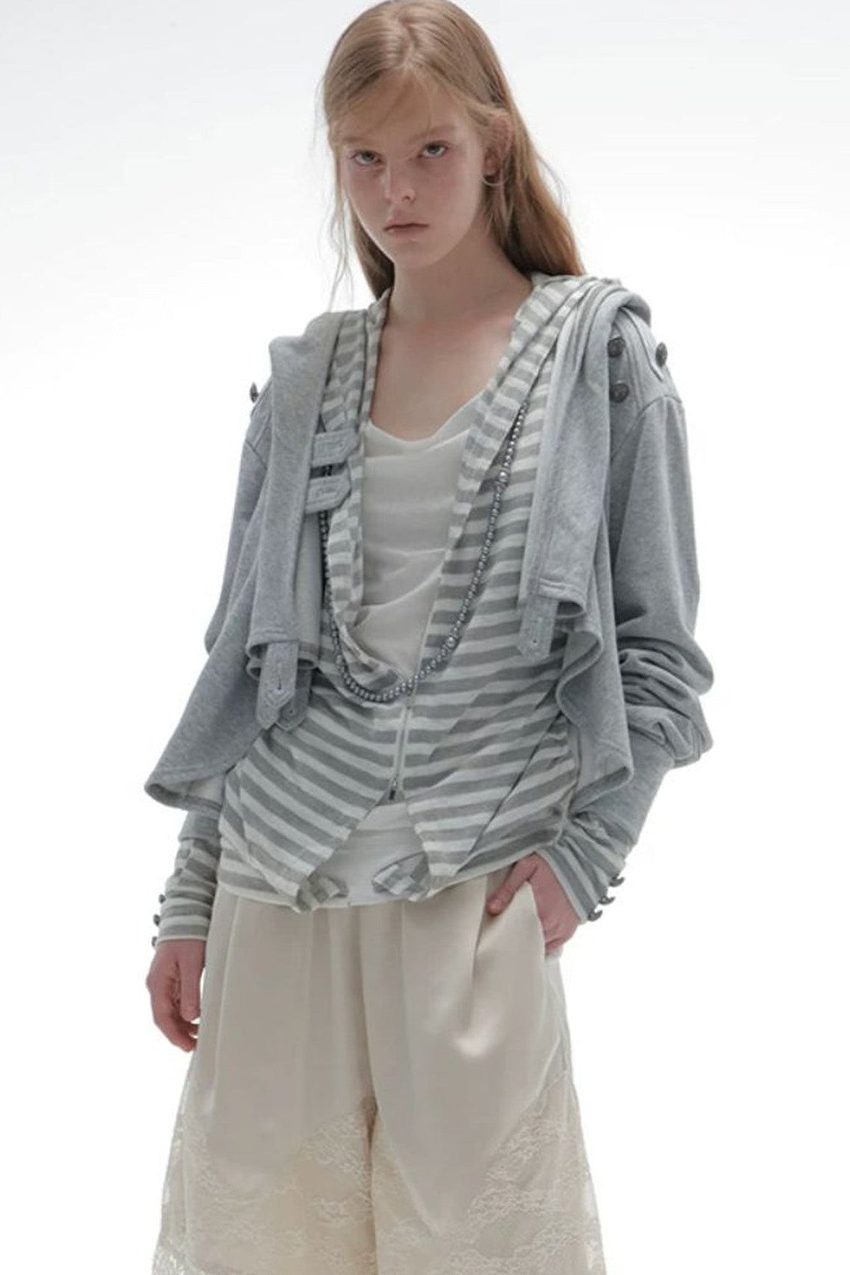 Asymmetrical Hooded Cape Sweatshirt Jacket