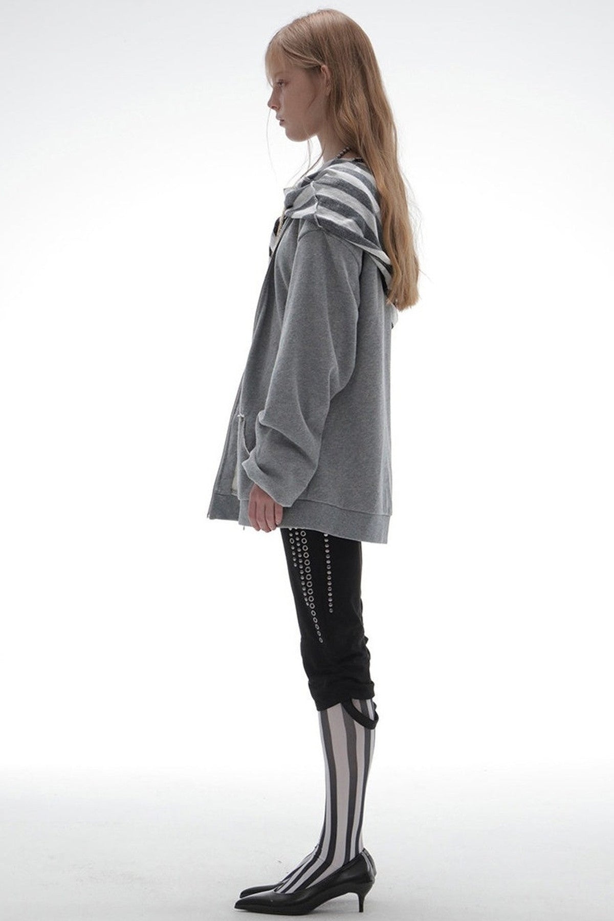 Oversized Striped Drop Shoulder Patchwork Sweatshirt