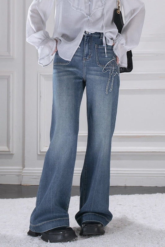 Lyocell Embroidered Patchwork Jeans