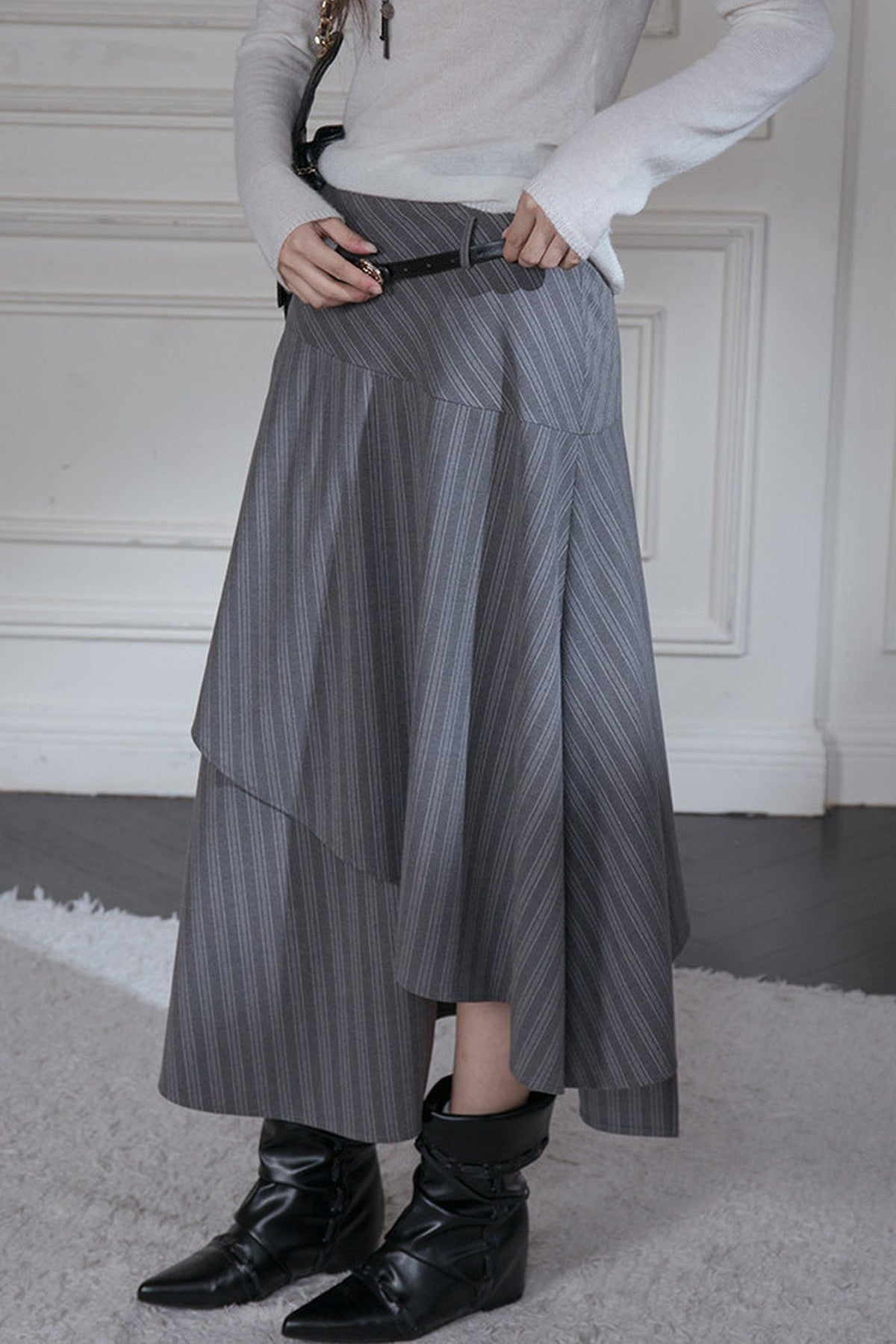Asymmetrical Hem Floral Skirt