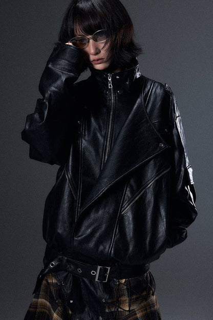 Oversized Motorcycle Leather Jacket