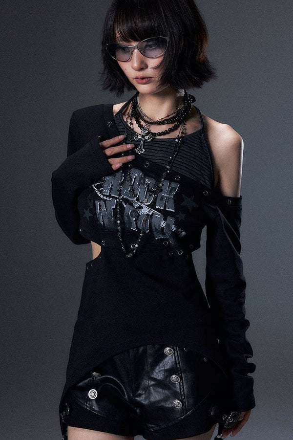 Cut-Out Asymmetrical Rock T-Shirt