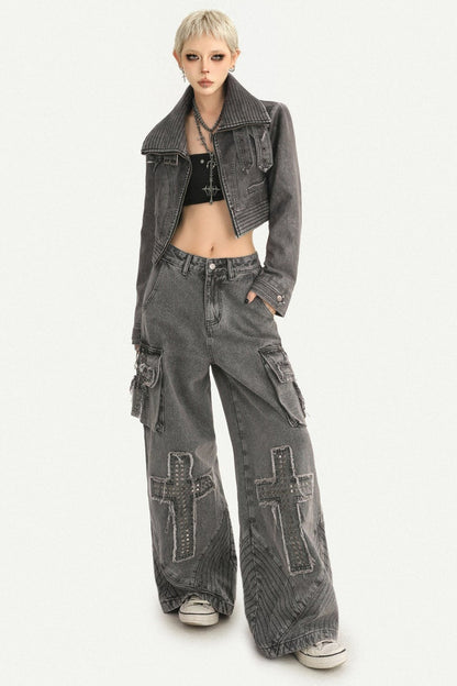 Vintage Distressed Washed Leather Jacket