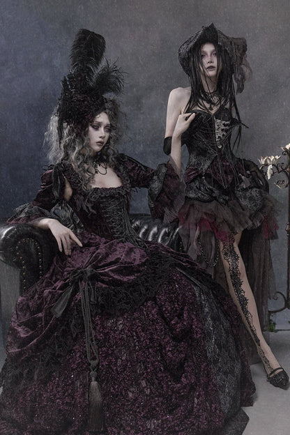 Gothic Dark Purple Bustle Skirt Set-Up