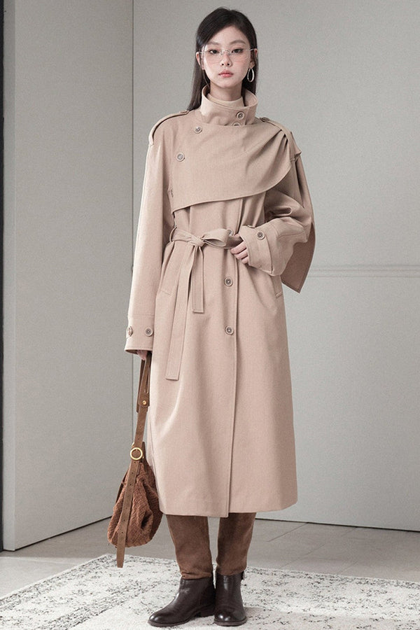 Detachable Shawl Wool Trench Coat