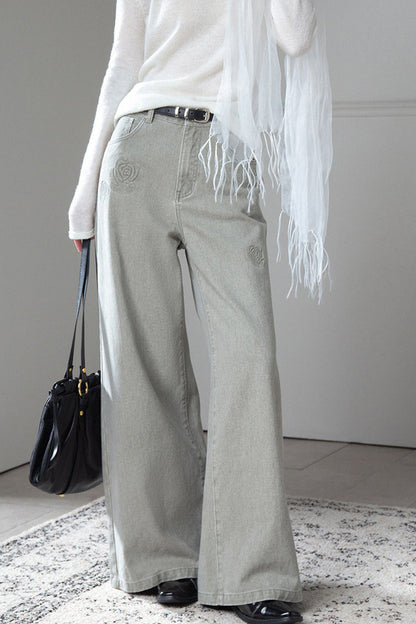 Washed Green Rose Jeans