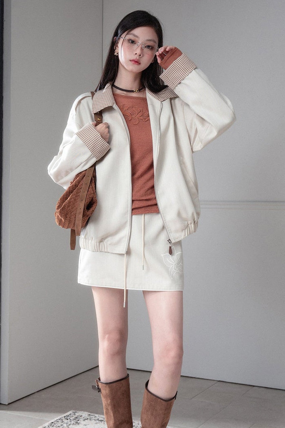 Printed Lyocell Jacket and Skirt Set