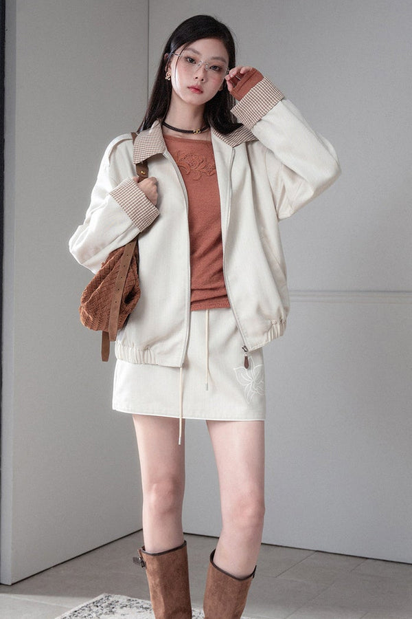 Printed Lyocell Jacket and Skirt Set