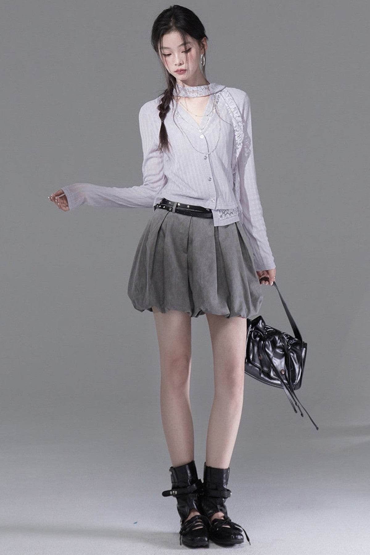 Lyocell Pleated Fluffy Bud Skirt