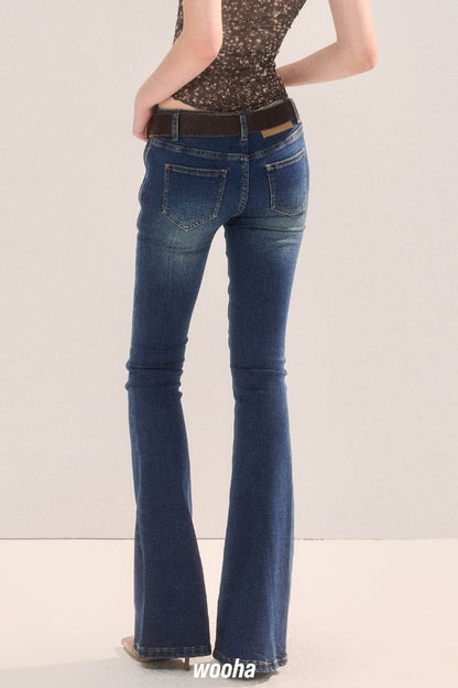 Low-Waist Skinny Flared Denim Jeans