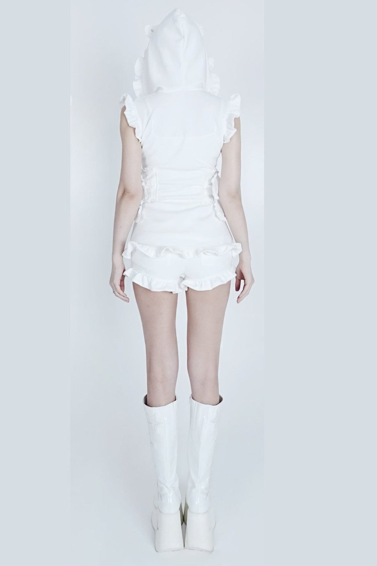 Hooded Cat Ear Vest Shorts Set-Up