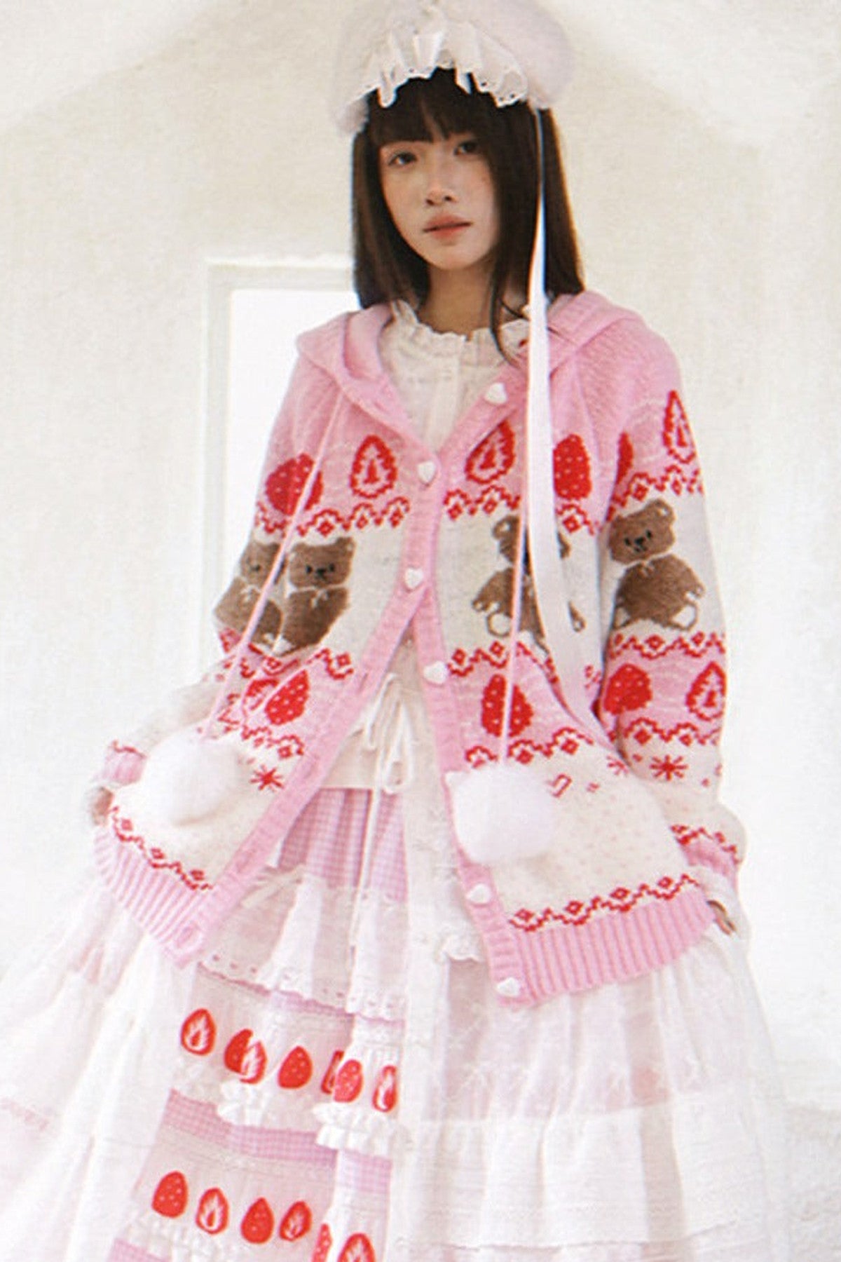 Strawberry Bear Fair Isle Cardigan