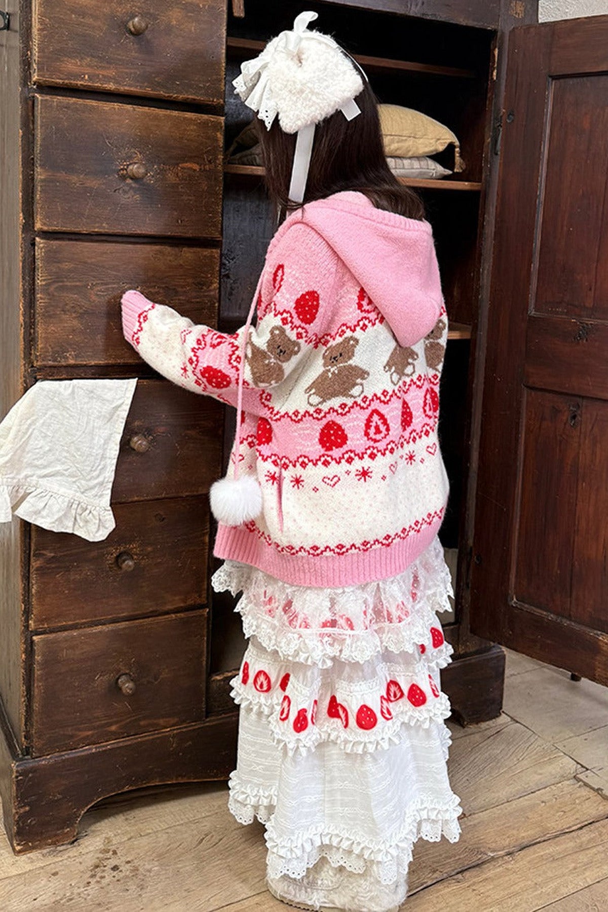Strawberry Bear Fair Isle Cardigan