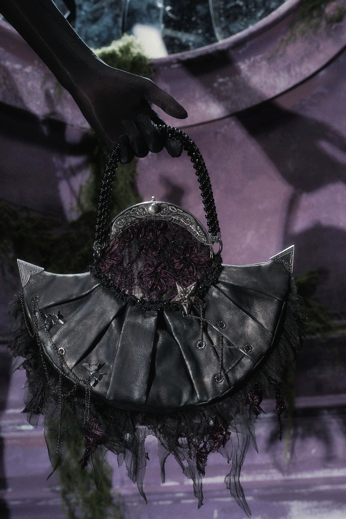 Gothic Sparkling Tassel Handheld Shoulder Handbag