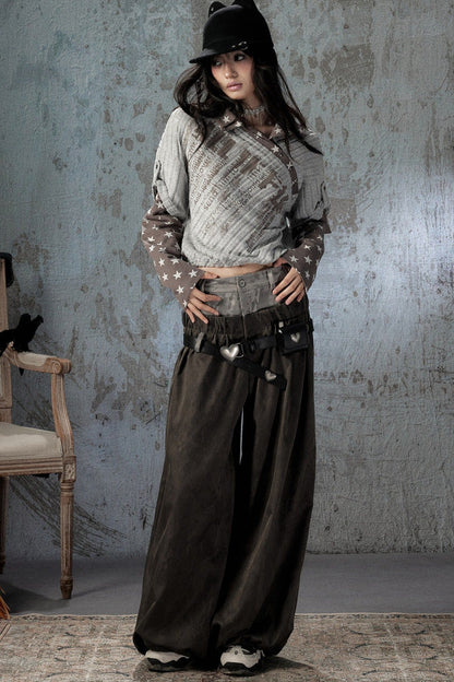 Double-Waist Belted Pants