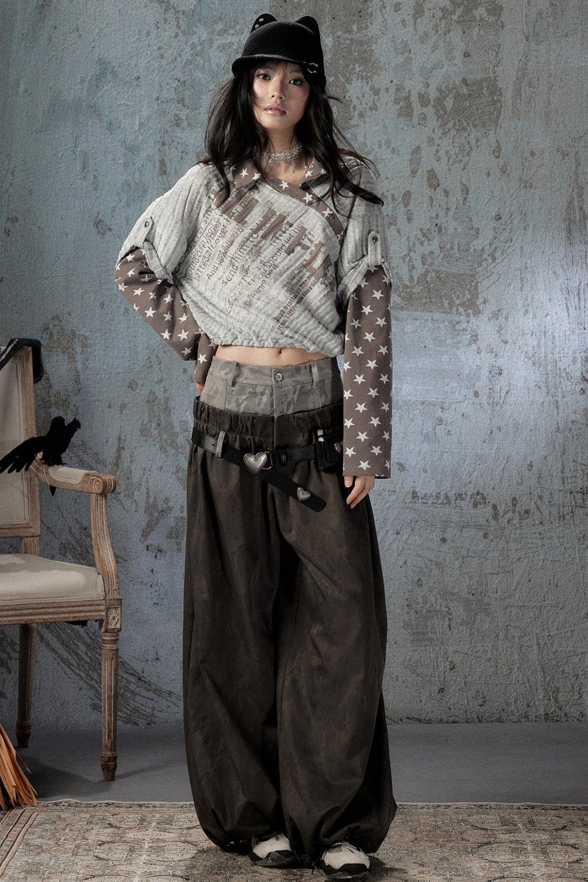 Double-Waist Belted Pants