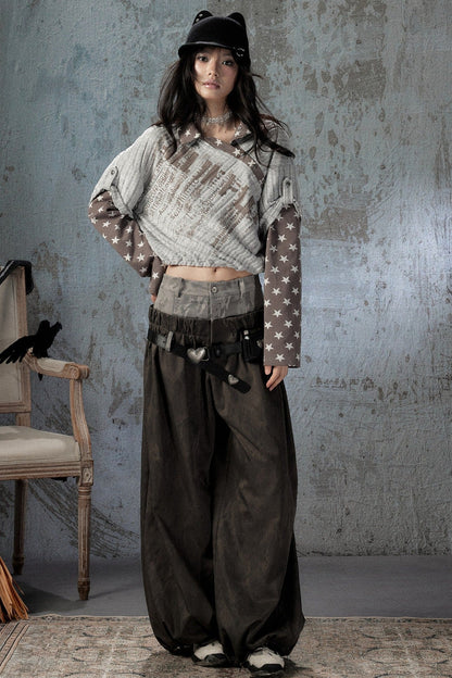 Double-Waist Belted Pants