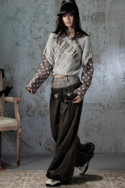 Asymmetrical Star Patchwork Long-Sleeve T-Shirt