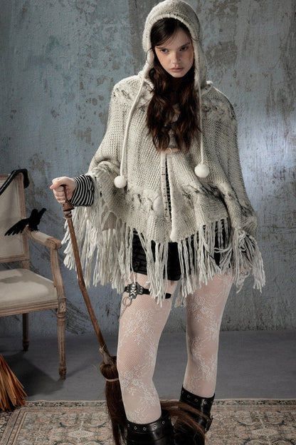 Knitted Hooded Cape
