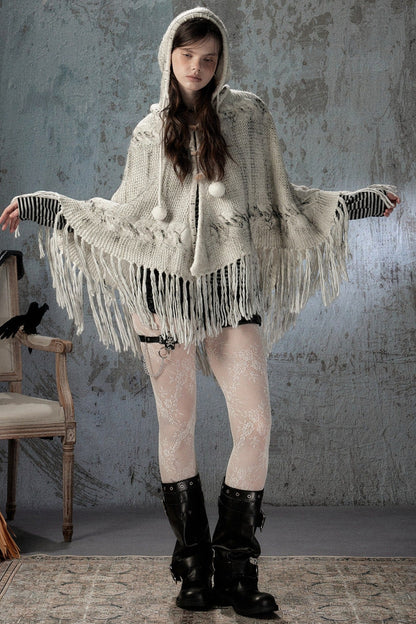 Knitted Hooded Cape