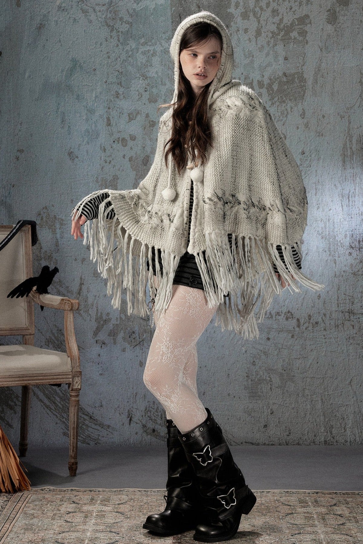 Knitted Hooded Cape