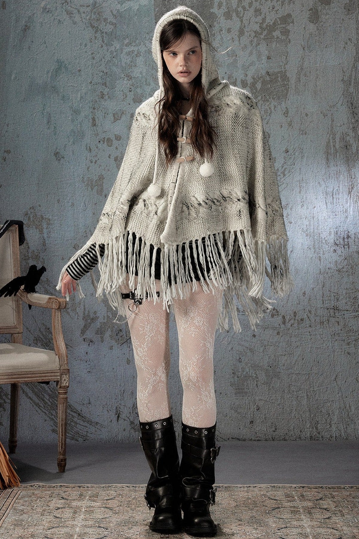 Knitted Hooded Cape