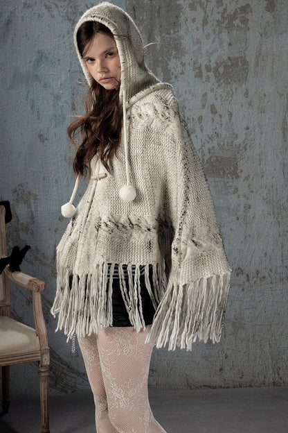 Knitted Hooded Cape