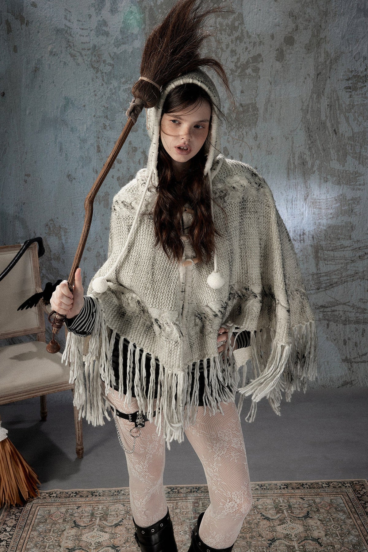 Knitted Hooded Cape