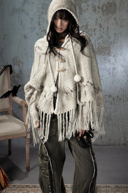 Knitted Hooded Cape