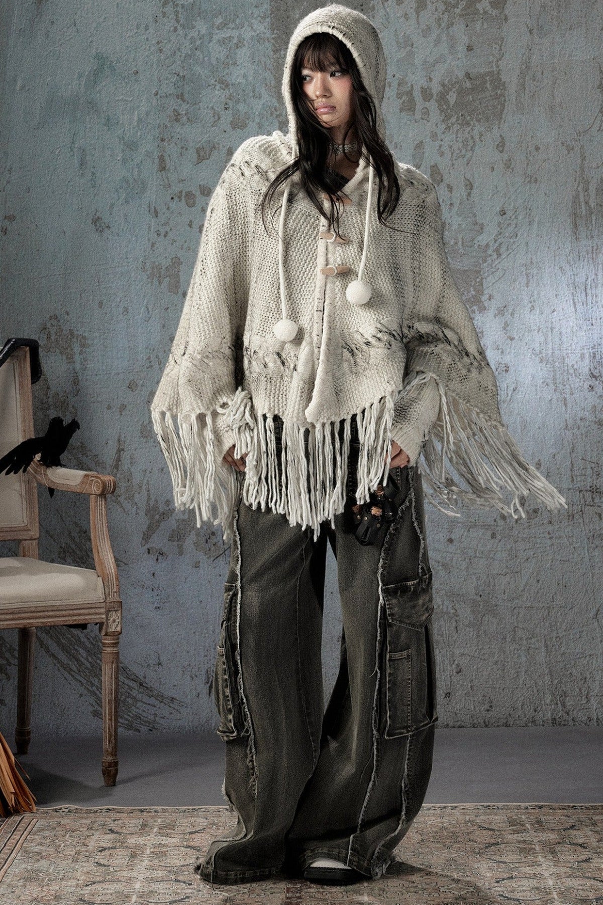 Knitted Hooded Cape