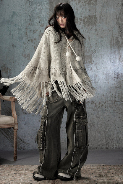 Knitted Hooded Cape