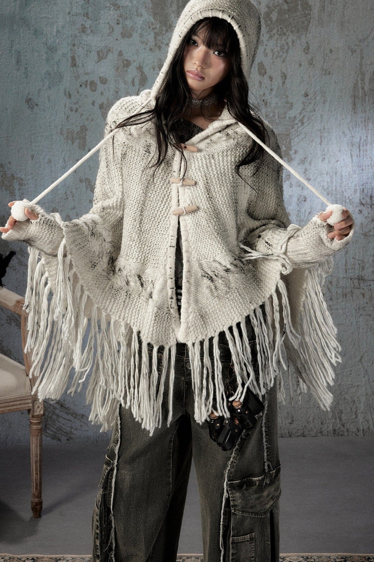 Knitted Hooded Cape