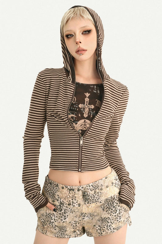 Striped Hooded Sweatshirt and Pants Set-Up