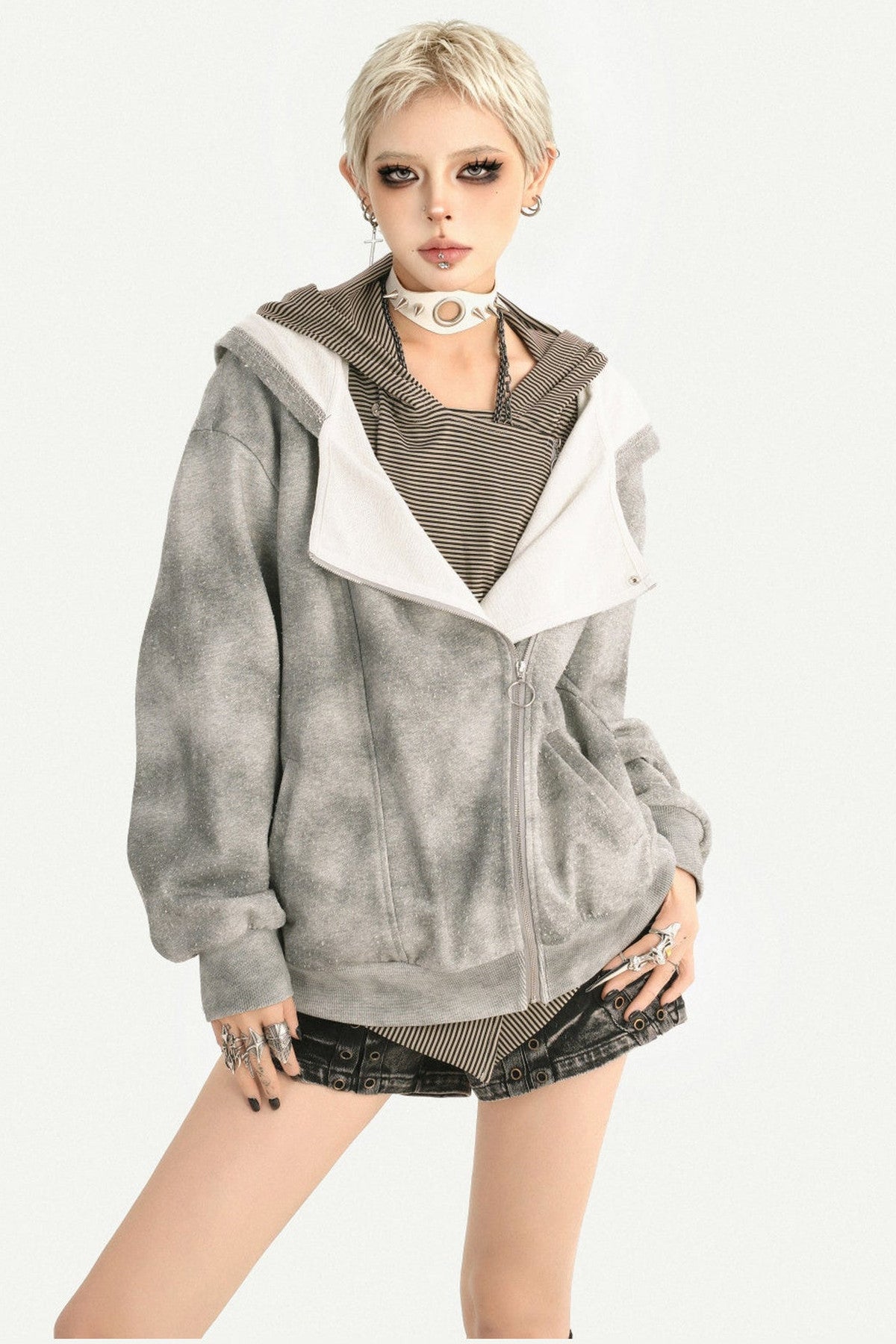 Y2K Layered-Look Hooded Jacket