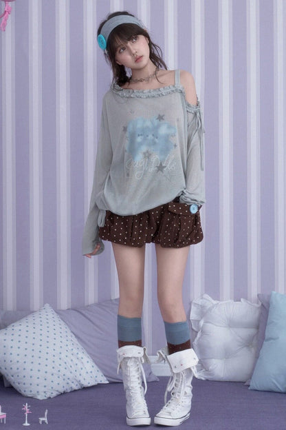 Corduroy Paw Print 3D Pocket Flower Shorts