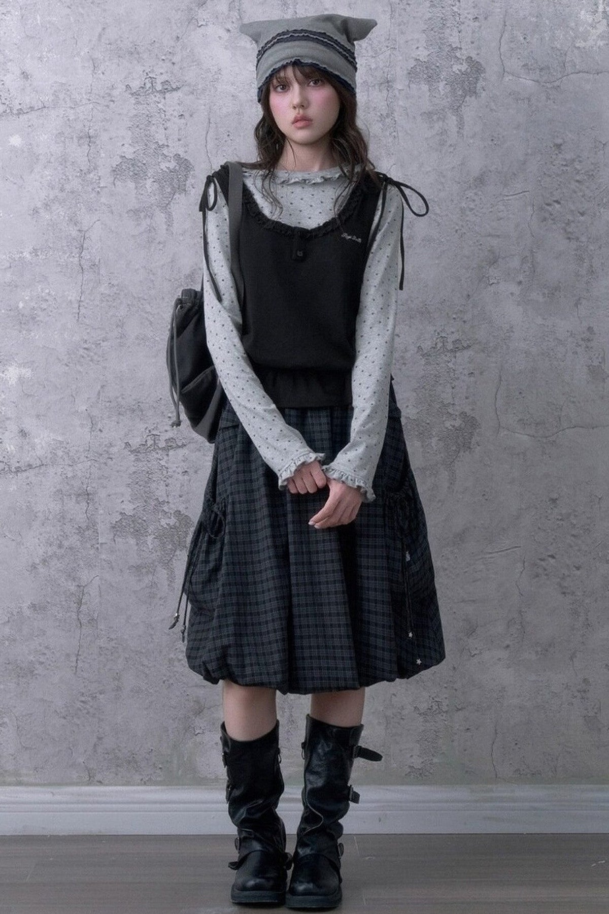 Y2K Gray Black Layered Vest Top Set-Up