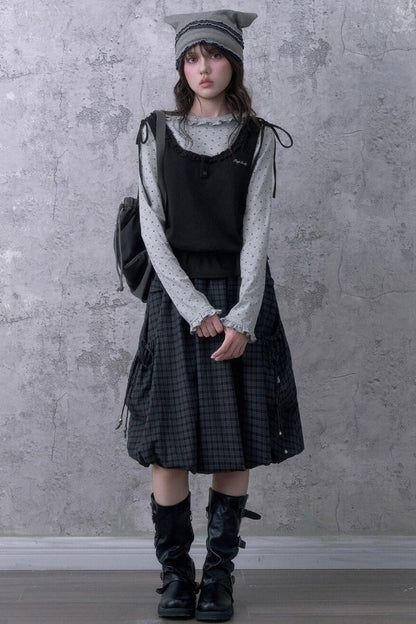Y2K Gray Black Layered Vest Top Set-Up