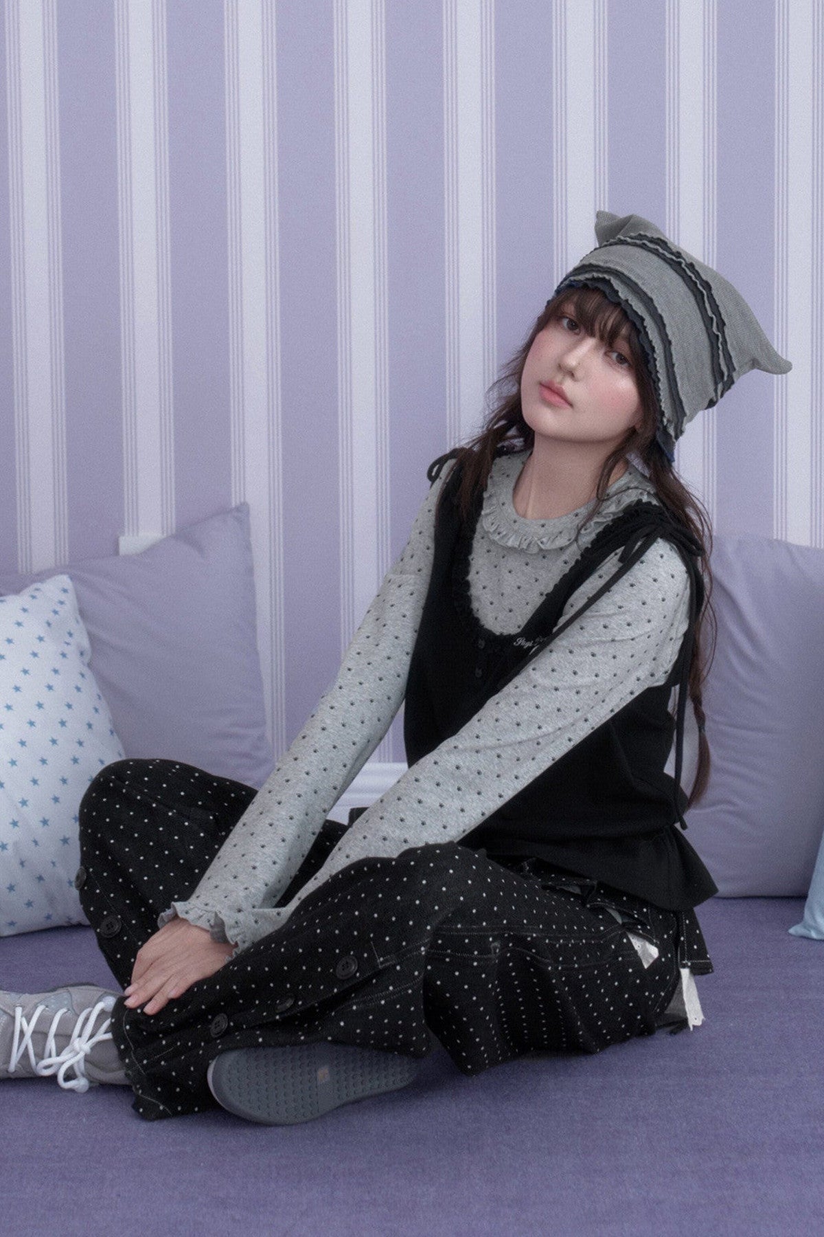 Y2K Gray Black Layered Vest Top Set-Up