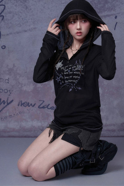 Dark Street Graffiti Mesh Hoodie