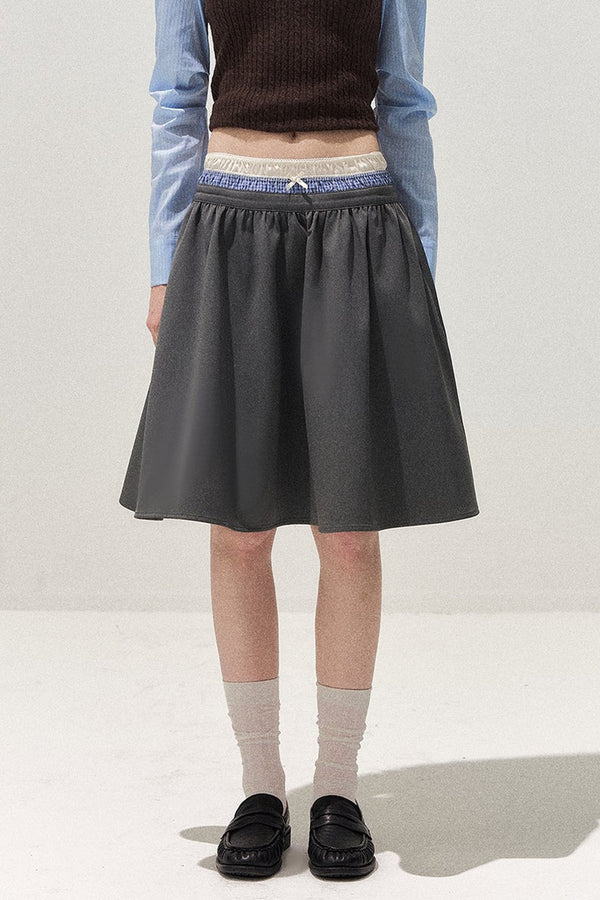 Spliced Waist A-Line Skirt