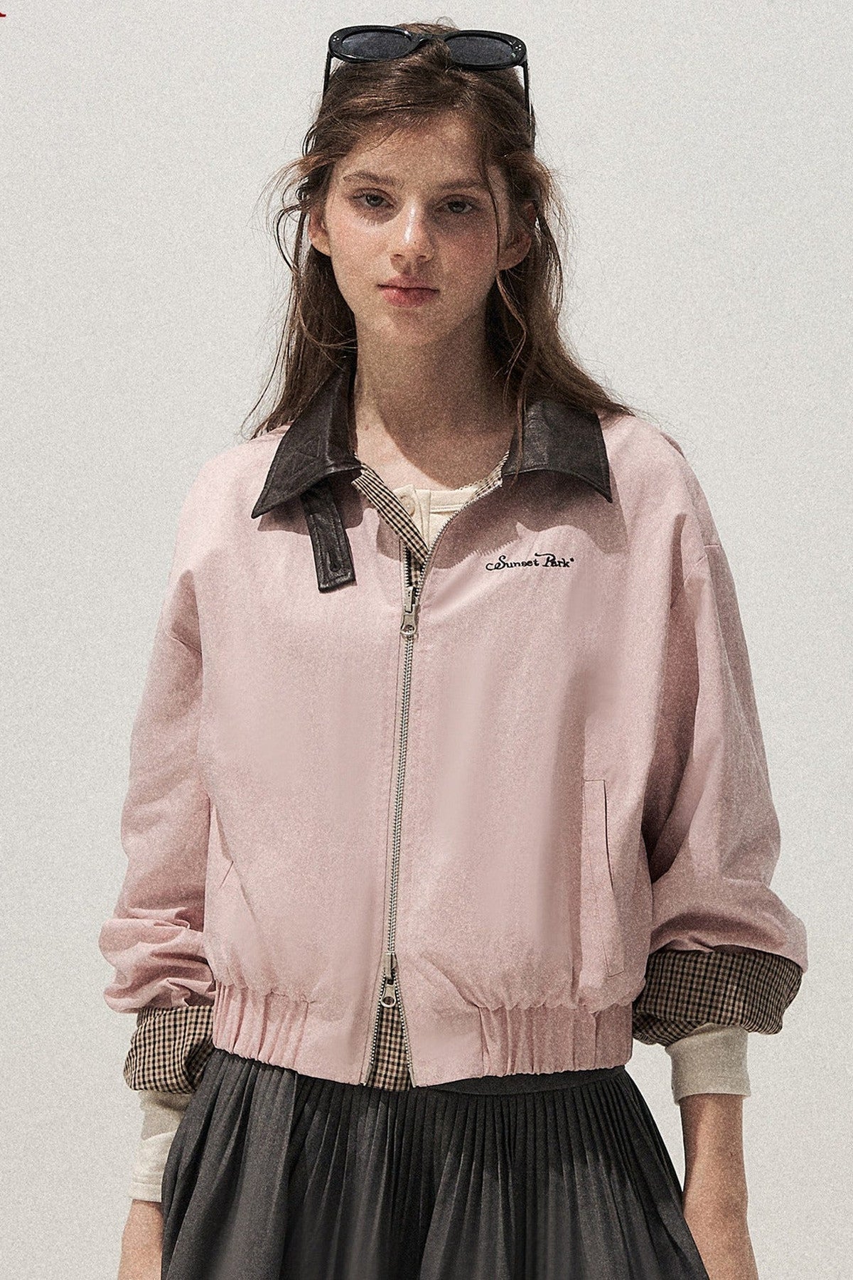 Giacca rosa reversibile pied-de-poule