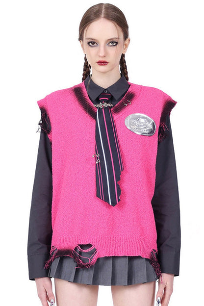 Y3K Ripped Sleeveless Knit Vest