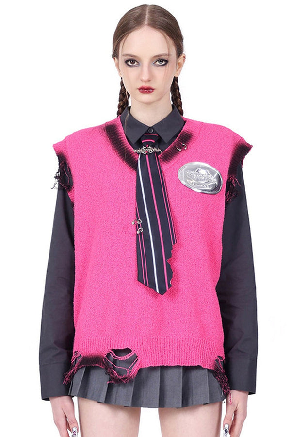 Y3K Ripped Sleeveless Knit Vest