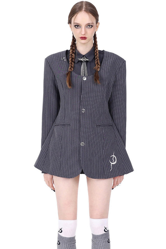 Y2K Pinstripe Blazer Dress