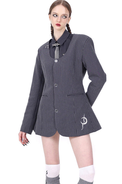 Y2K Pinstripe Blazer Dress