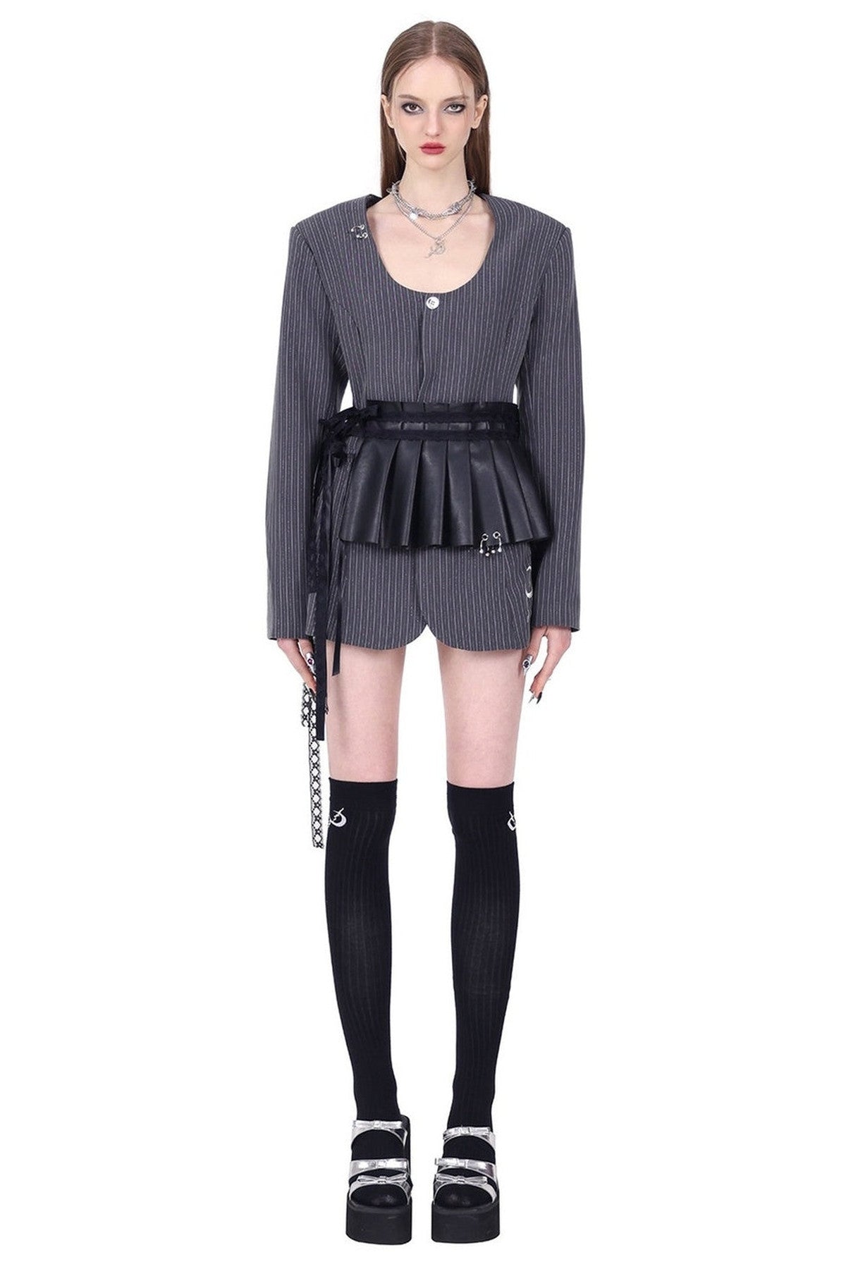 Y2K Pinstripe Blazer Dress