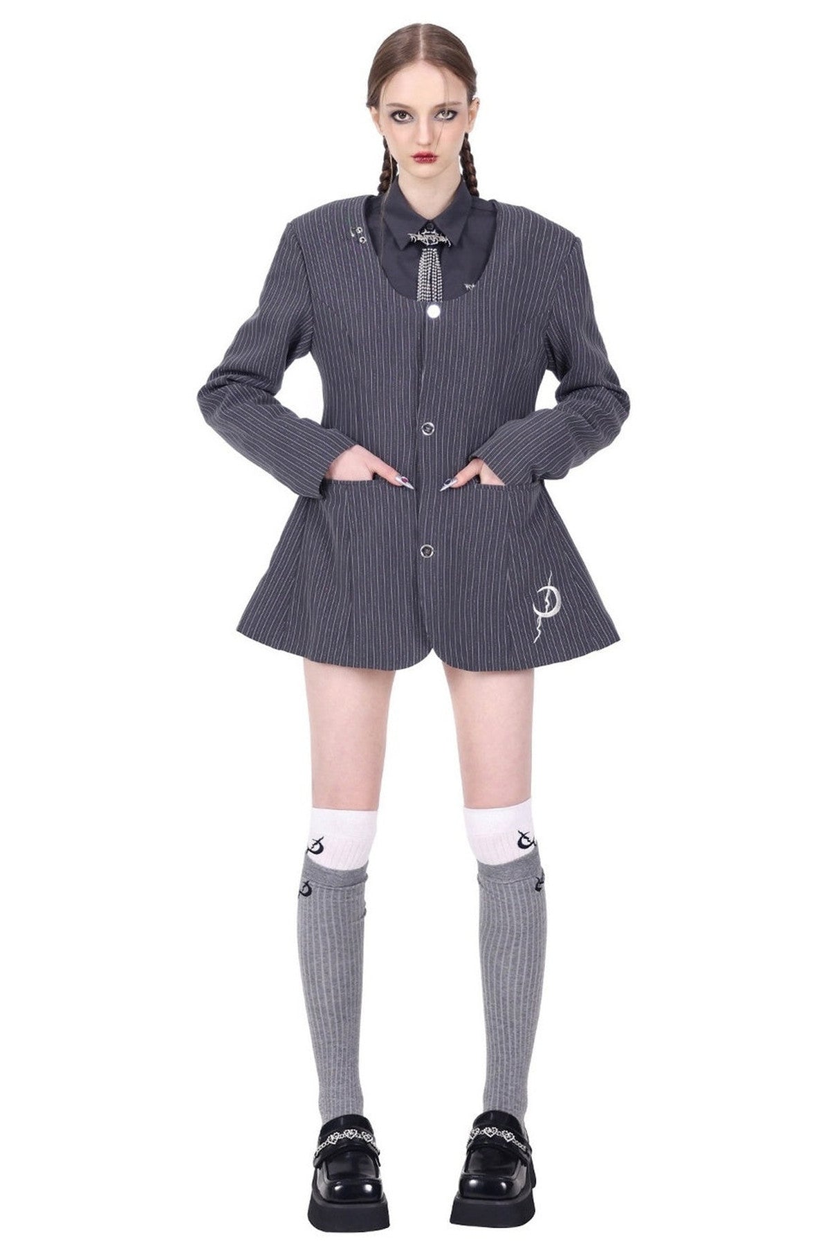 Y2K Pinstripe Blazer Dress