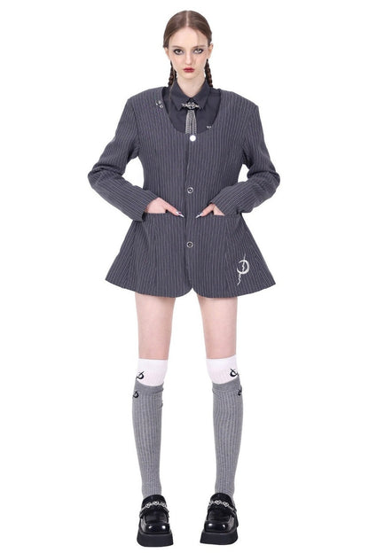 Y2K Pinstripe Blazer Dress