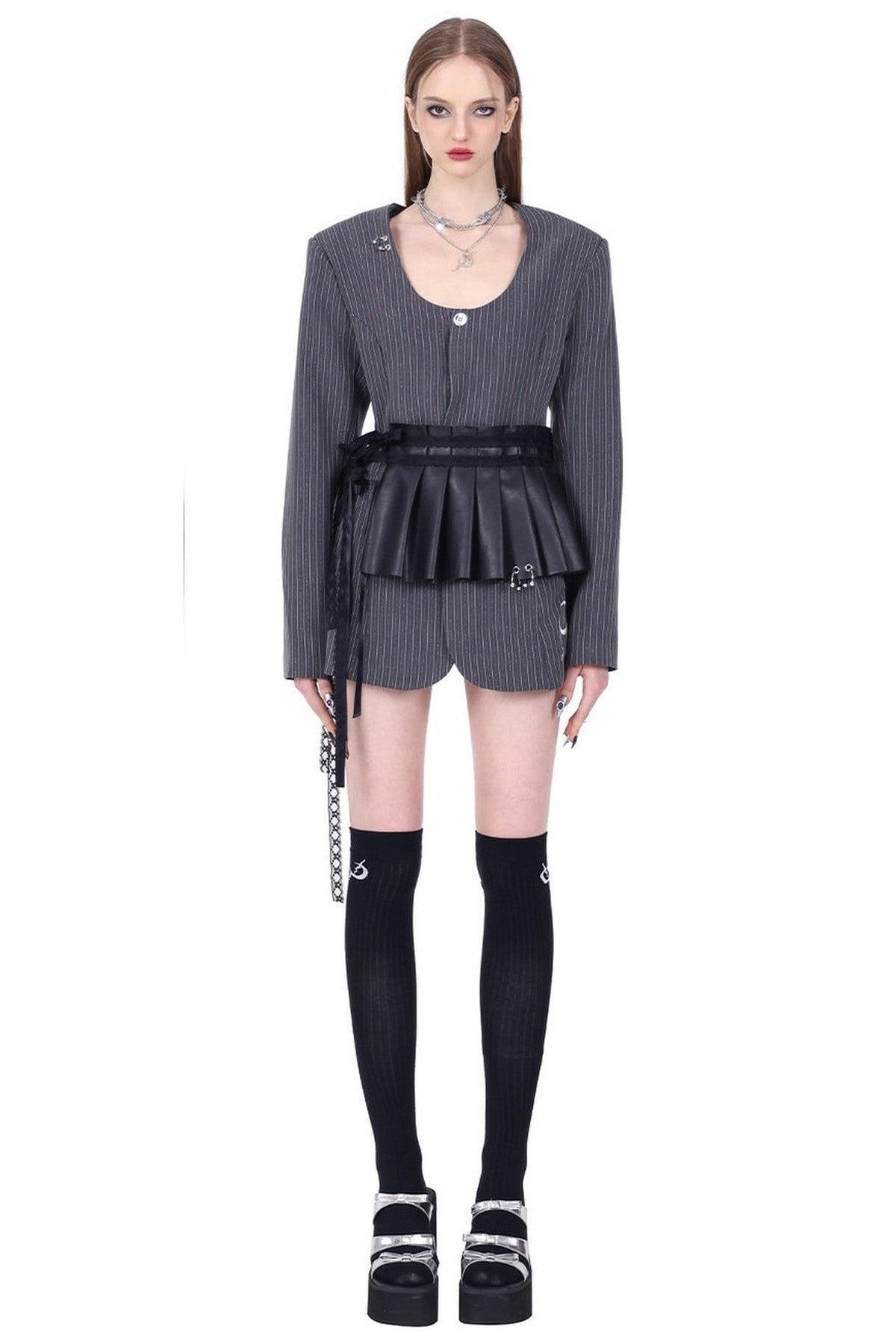 Y2K Pinstripe Blazer Dress