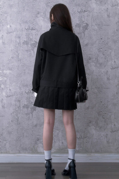 Black Pleated Trench Coat